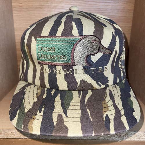 Vintage Ducks Unlimited Snapback Hat Waterfowl Camo Hunting Committee YoungAn