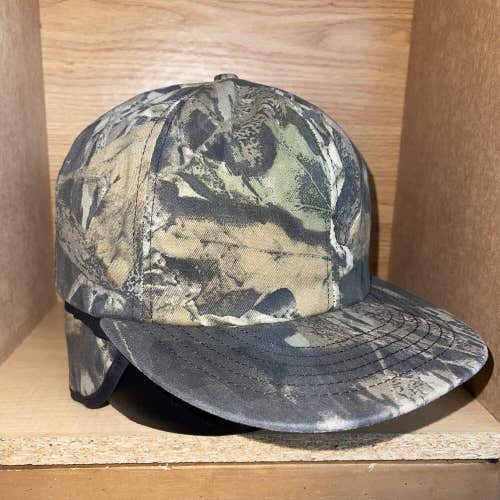 Vintage Mossy Oak Camo Insulated Hunting Trapper Ear Flaps Hat Size Large USA