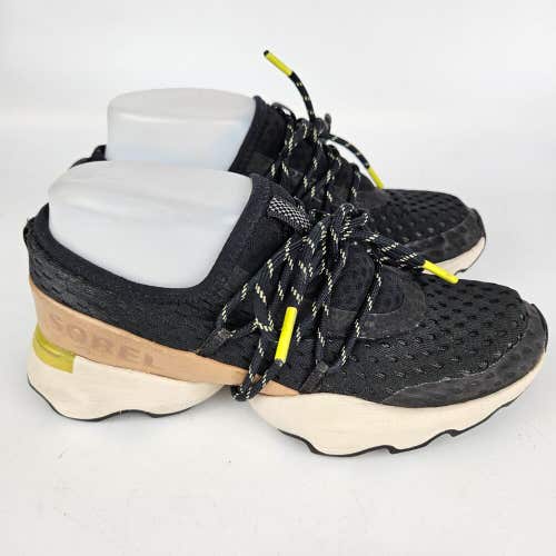Sorel Kinetic Impact Womens 5.5 Black Tan Neon Yellow Sneakers Shoe NL4073-010