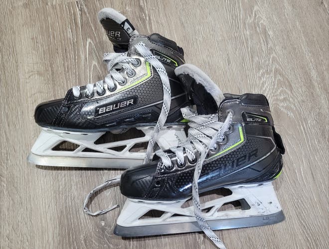 Used Junior Bauer Elite Hockey Goalie Skates Regular Width Size 3