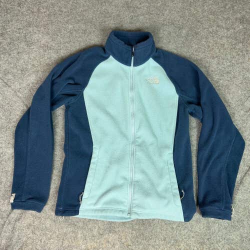 North Face Womens Jacket Medium Blue Fleece Two Toned Hiking Gorpcore Logo Top