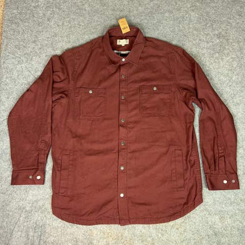 Duluth Trading Mens Jacket XXLT Tall Red Canvas Fire Hose Flannel Lined Shacket