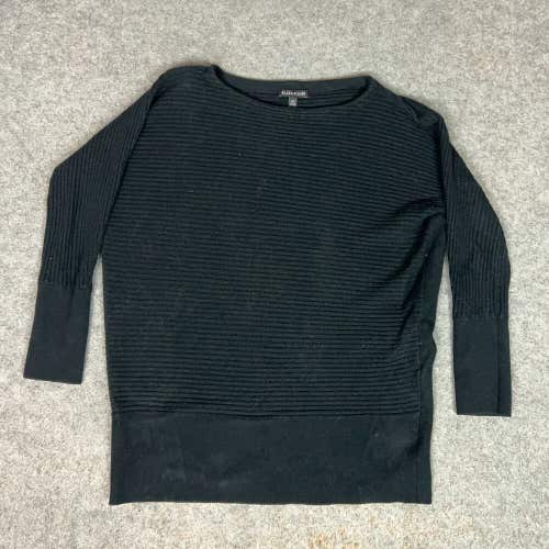 Eileen Fisher Womens Sweater 2XS XXS Black Wool Blend Ribbed Oversized Boxy Cozy