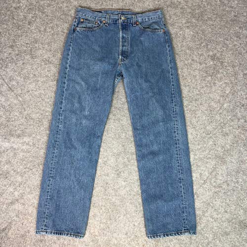 Vintage Levis 501 Mens Jeans 32x29 Blue USA Button Fly Straight Cotton 90s ^