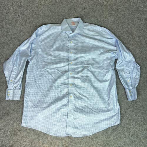 Brooks Brothers Men Shirt 2XL XXL 18 34 Blue Button Up Dress Pima Cotton Madison