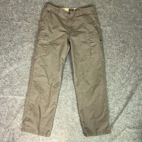 Cabelas Mens Pants 34x30 Brown Double Knee Cargo Outdoor Workwear Ripstop Casual