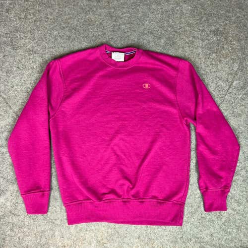 Champion Mens Sweatshirt Medium Pink Pullover Crew Neck Sweater Logo Casual