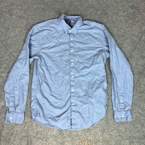 Abercrombie Fitch Mens Shirt Large Blue Button Long Sleeve Cotton Casual Soft