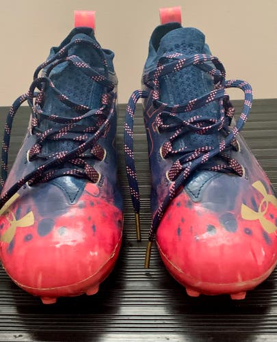 Under Armour Drip Blue / Pink Cleats -Size 9