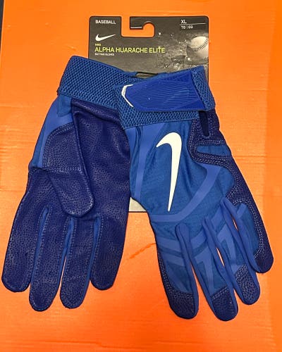 XL Adult Nike Alpha Huarache Elite Baseball Batting Gloves Royal Blue