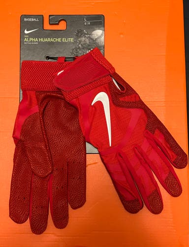 Large Adult  Nike Alpha Huarache Elite Baseball Batting Gloves Red