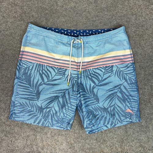 Tommy Bahama Mens Swim Trunks Extra Large Blue Floral Board Shorts Mesh Lined