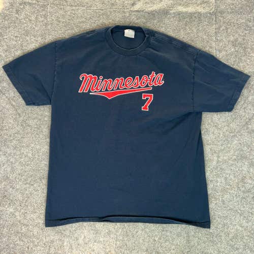 Minnesota Twins Mens Shirt Extra Large Blue Red Tee T Joe Mauer 7 Baseball MLB
