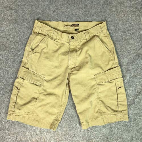 Carhartt Mens Shorts 31 Khaki Cargo Pockets Casual Workwear Logo Ripstop GForce