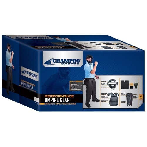 CHAMPRO Umpire Kit: Face Mask, Chest Protector, Shin Guards, Brush, Bag, Clicker