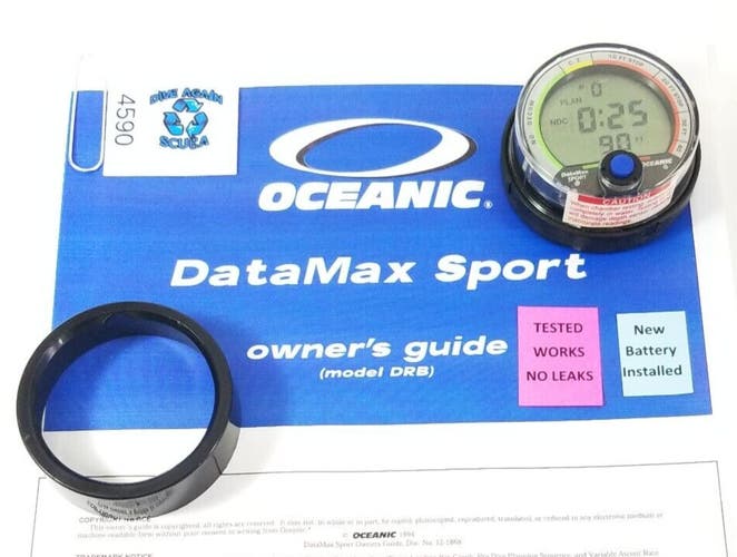 Oceanic DataMax Sport Scuba Dive Computer Puck Module + Manual, Spacer Data Max