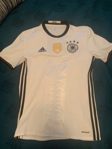 White Used Mens German National Soccer Shirt