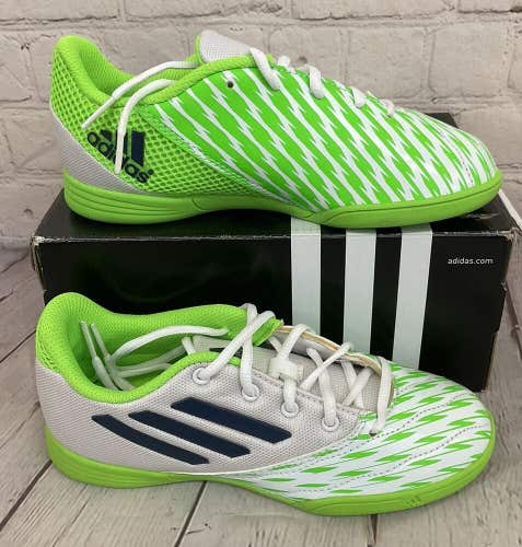 Adidas ff Speedkick J Youth Indoor Soccer Shoes White Blue Solar Green US Size 2