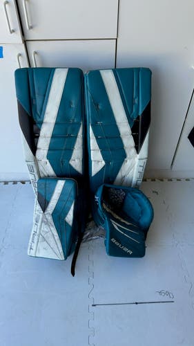 Used True Catalyst Px3 Goalie Leg Pads + Blocker Pro Stock and Bauer Hyperlite 2 Pro Stock Glove