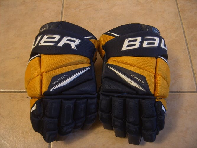 Used Bauer Vapor 2X Pro Junior Hockey Gloves sz 11" Navy/Gold