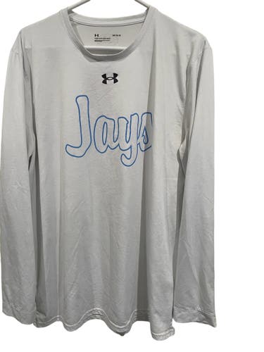 Hopkins Lacrosse Team Issued Under Armour Long Sleeve White Jay Shirt