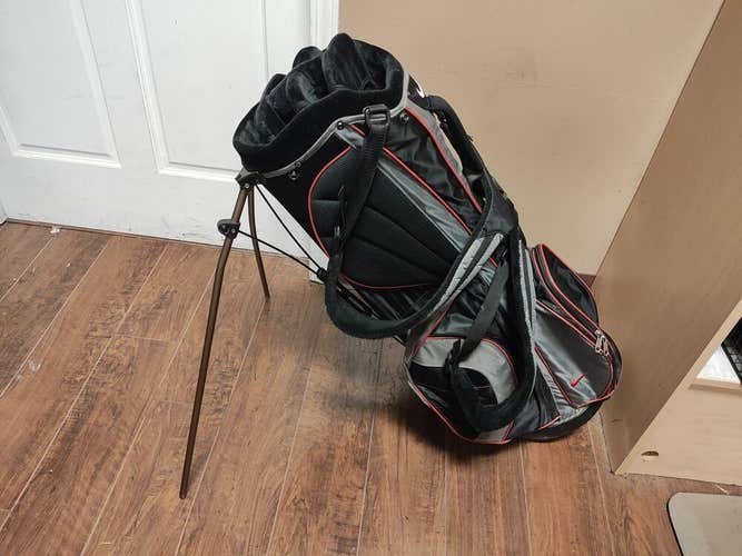 Nike 6 Divider Golf Dual Strap Stand Bag Black/Grey/Maroon