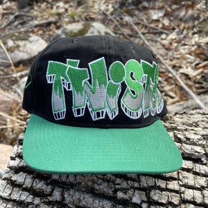 Custom Vintage Style Twisted Thrift Co Graffiti Black Dome Hat Cap Vtg Snapback
