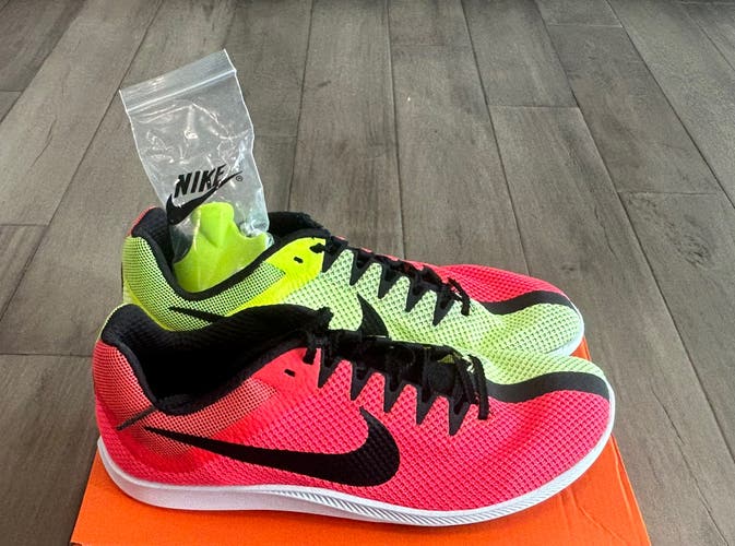 Size 9.5 Nike Zoom Rival Distance  Red Volt Running Spikes Track & Field