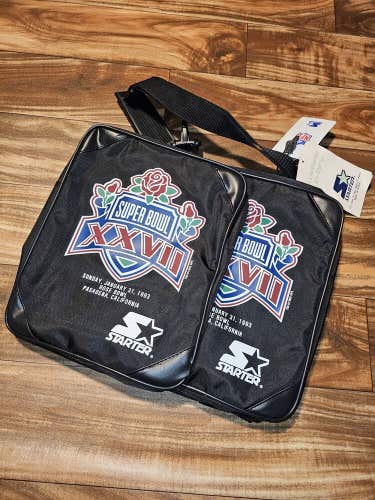 NEW Vintage 1993 Super Bowl XXVII NFL Cowboys Bills Black Duffle Bag 12in × 18in