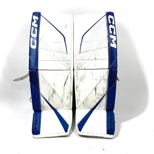 CCM Extreme Flex 6 - Used CHL Pro Stock Senior Goalie Pads (White/Blue)