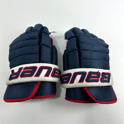 Used Navy, White, and Red Bauer Nexus Team Gloves | 15"