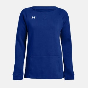 Women's Under Armour Royal Blue Hustle Fleece Cut-Off Crewneck Sweatshirt