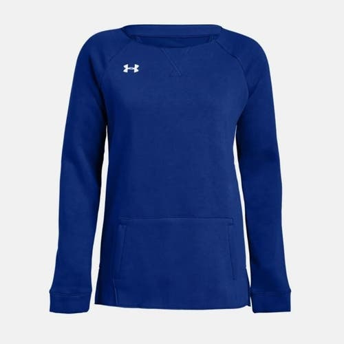 Women's Under Armour Royal Blue Hustle Fleece Cut-Off Crewneck Sweatshirt