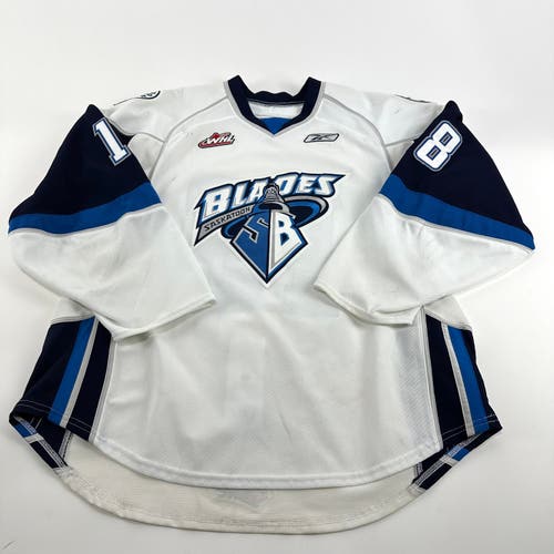 Used White Reebok Saskatoon Blades Game Jersey | Size 56 | CHL