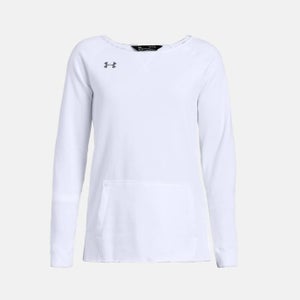 Women's Under Armour White Hustle Fleece Cut-Off Crewneck Sweatshirt