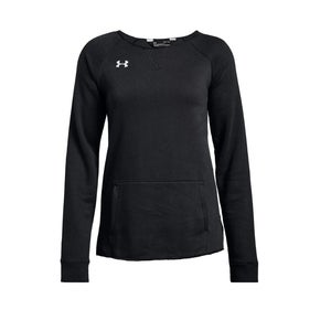 Women's Under Armour Black Hustle Fleece Cut-Off Crewneck Sweatshirt