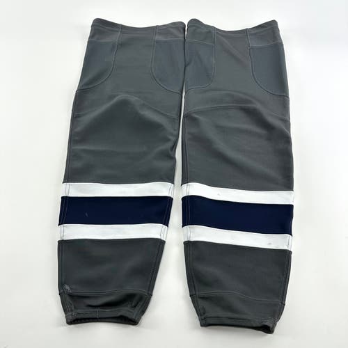Used Grey with Navy Stripe Adidas Socks | Large