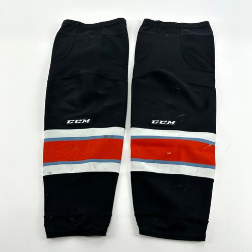 Used Black and Orange and Baby Blue CCM Socks | Large