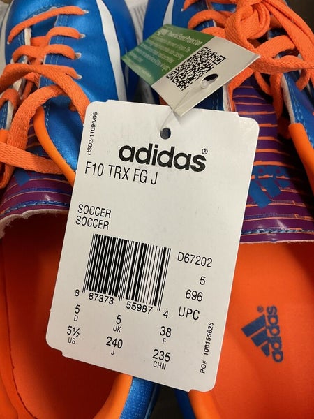 Adidas D67202 F10 TRX FG J Youth Soccer Cleats Solar Blue Orange US Size 5.5