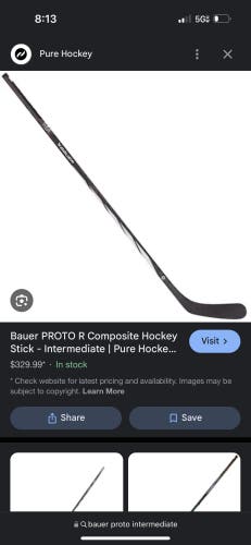 New Intermediate Bauer Left Hand P92 Proto-R Hockey Stick