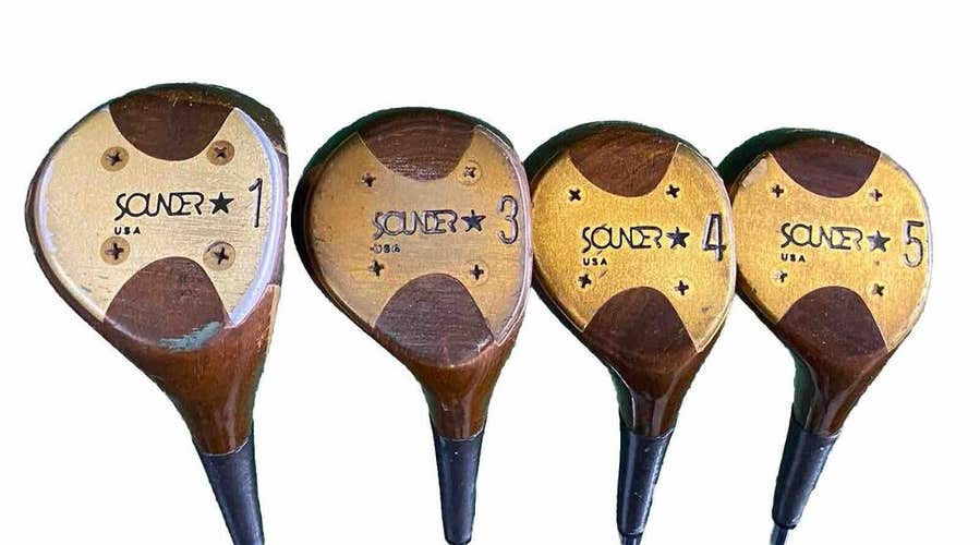 Sounder Golf Genuine USA Persimmon Wood Set 1w,3w,4w,5w Stiff Steel HC's Men RH