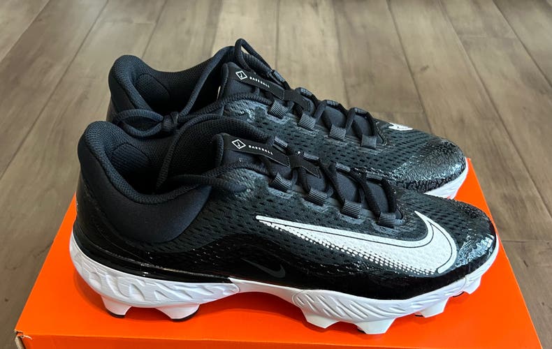 Size 11.5 Nike Alpha Huarache Elite 4 Low Baseball Cleats  Black White MCS