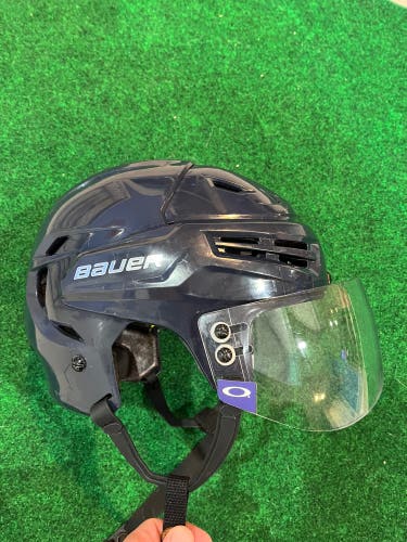 Navy Blue Medium Bauer Re-Akt Helmet With Oakley Aviator  Visor
