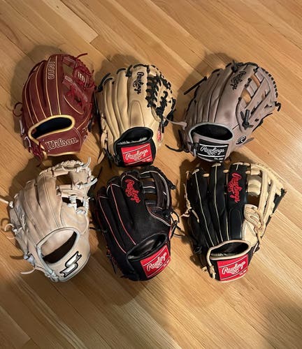 6 Baseball gloves