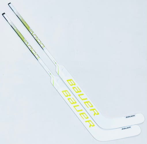New 2 Pack Custom Gold/White Bauer Vapor Hyperlite Goalie Stick-Regular-Price Pro Curve-27" Paddle