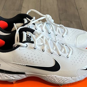 Size 12 Nike Alpha Huarache Elite 3 Low Metal Baseball Cleats White Gray