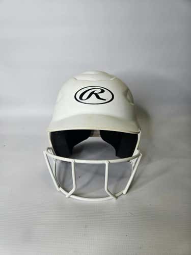 Used Rawlings White Softball Helmet