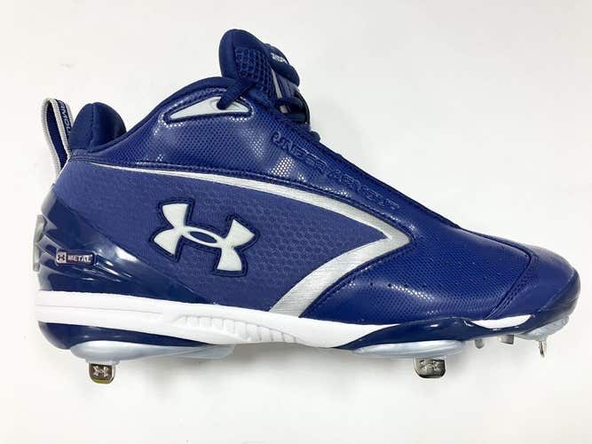 Under Armour Metal Bomber Mid ST Cleats mens baseball 11.5 blue steel shoes UA
