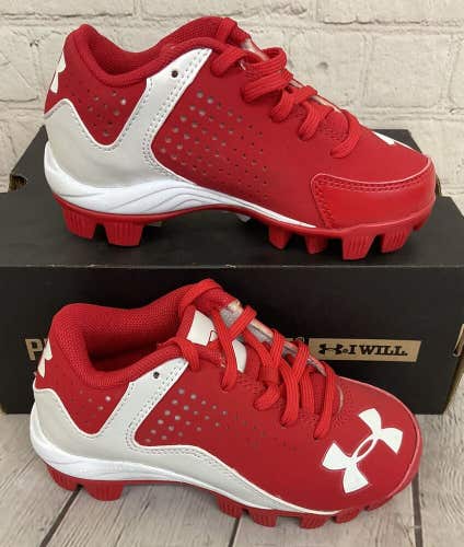 Under Armour 1250082-611 Leadoff Low RM JR Youth Baseball Cleat Red White US 10K
