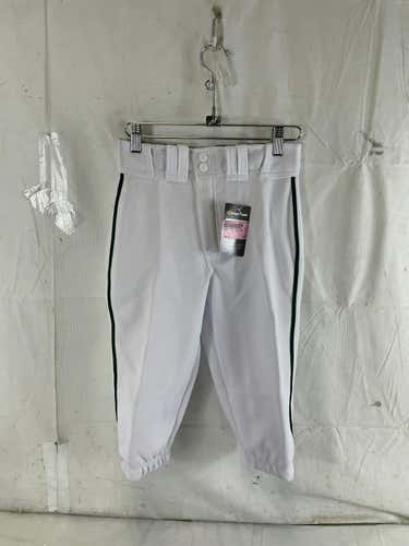 New Easton Pro+ Knicker Youth Lg 26-27" Piped Baseball Pants Wht Grn